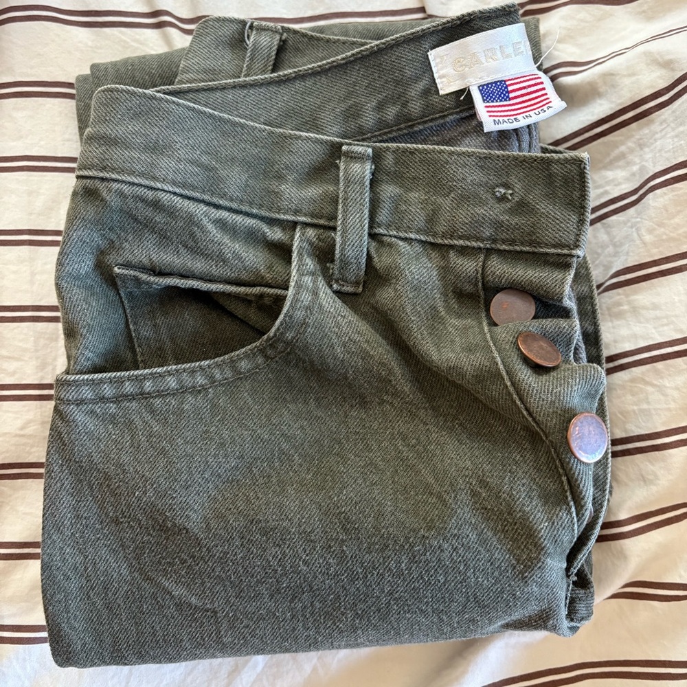 Carleen Olive Paneled Denim Skinny Jeans